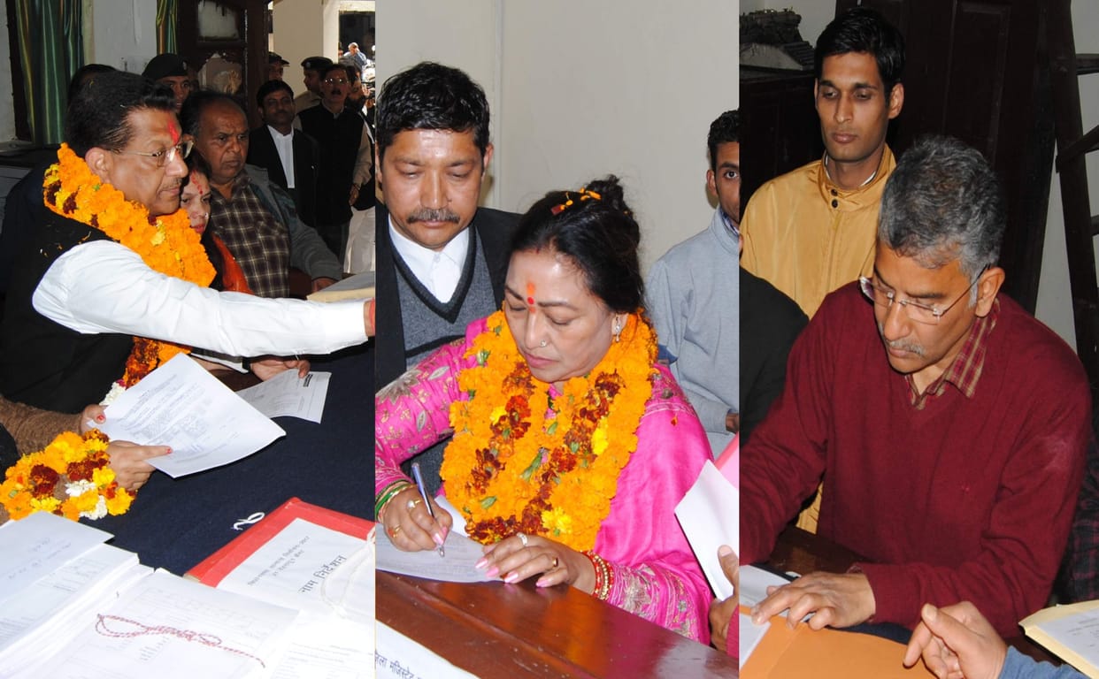 dhasmana, anup nautiyal, godawari and seven others file nomination in dehradun.