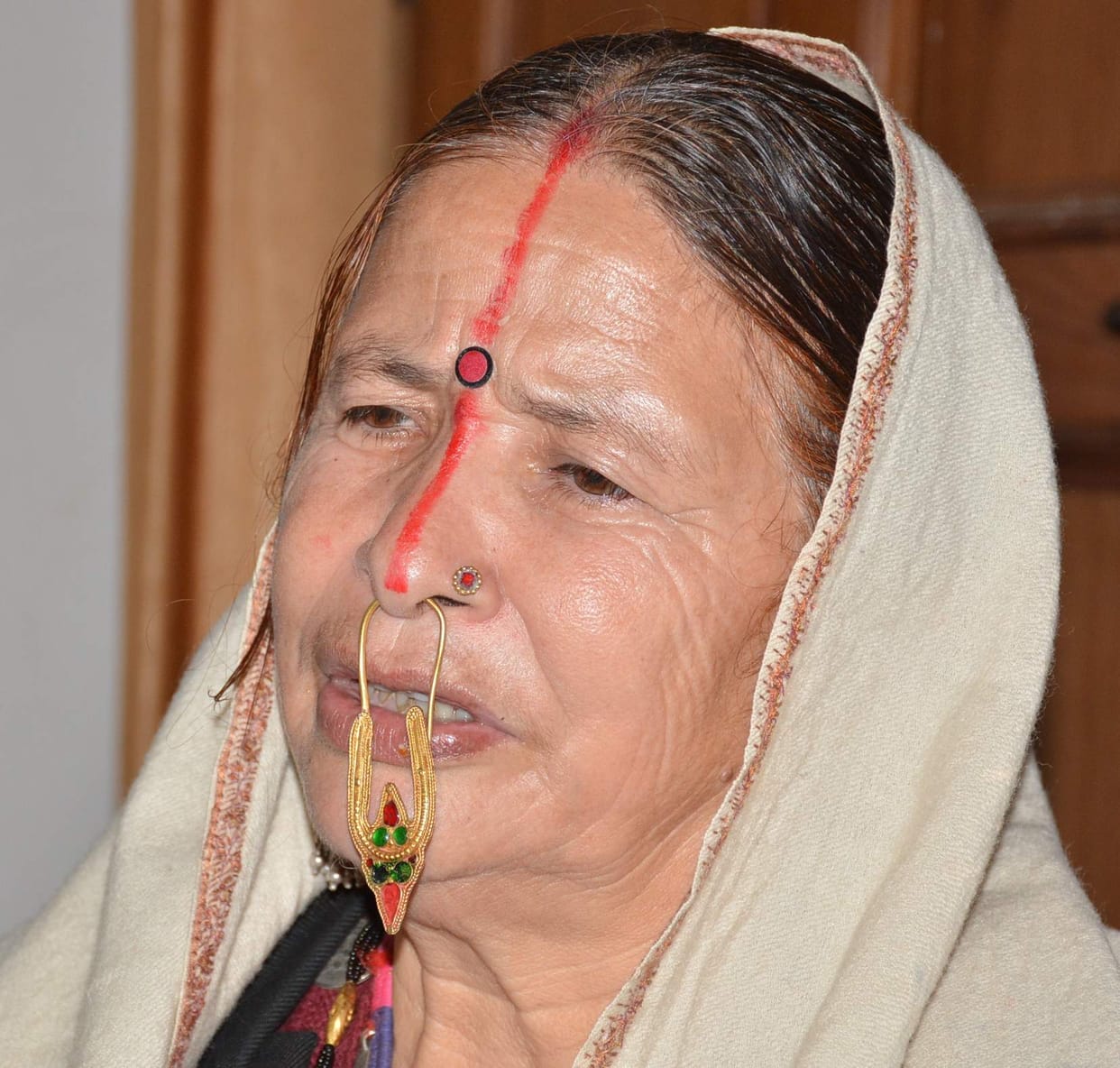 Students went Basanti Bisht color in folk culture.