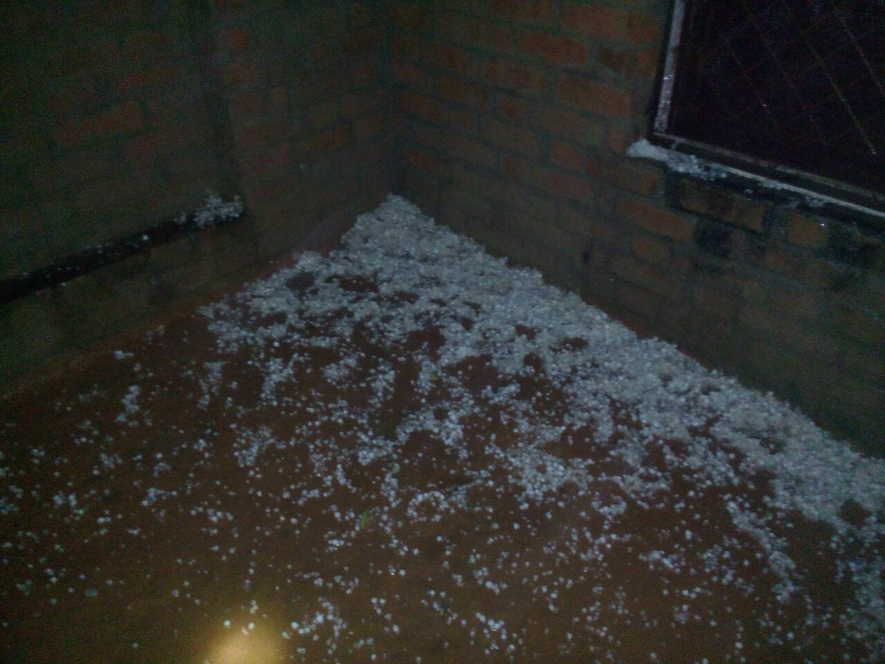 Ice falling with rain