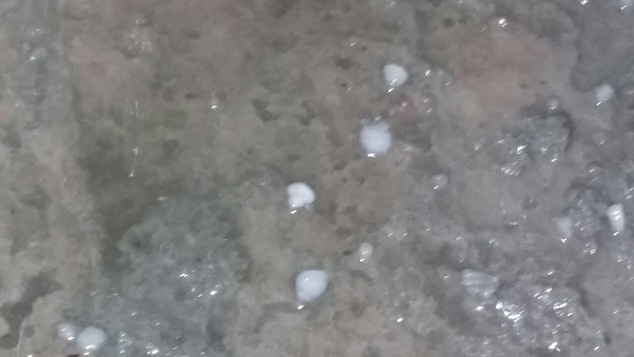 Ice falling with rain