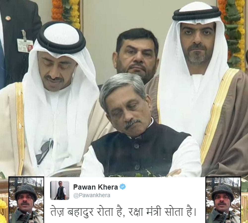 Defence minister caught napping during republic day parade