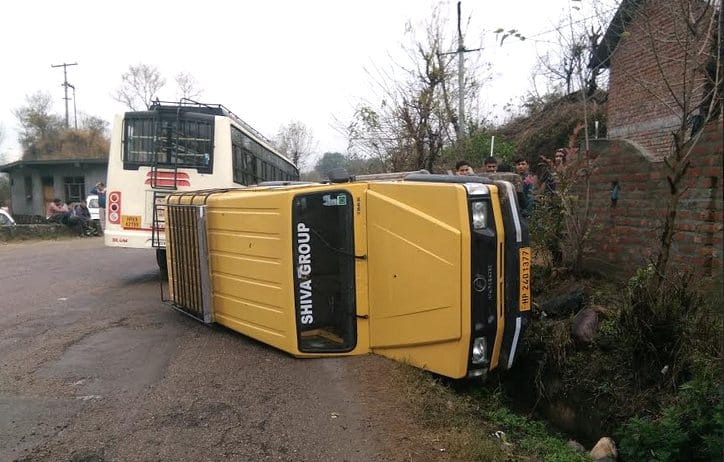 12 Students Injured in School bus Accident at Bilaspur.