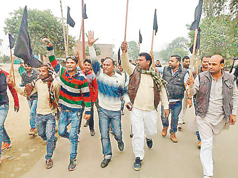 Candidate shown black flags