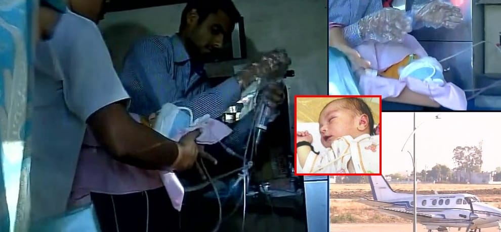 5 day old infant with a heart disease airlifted from Bhopal to Delhi with the help of Sushma Swaraj