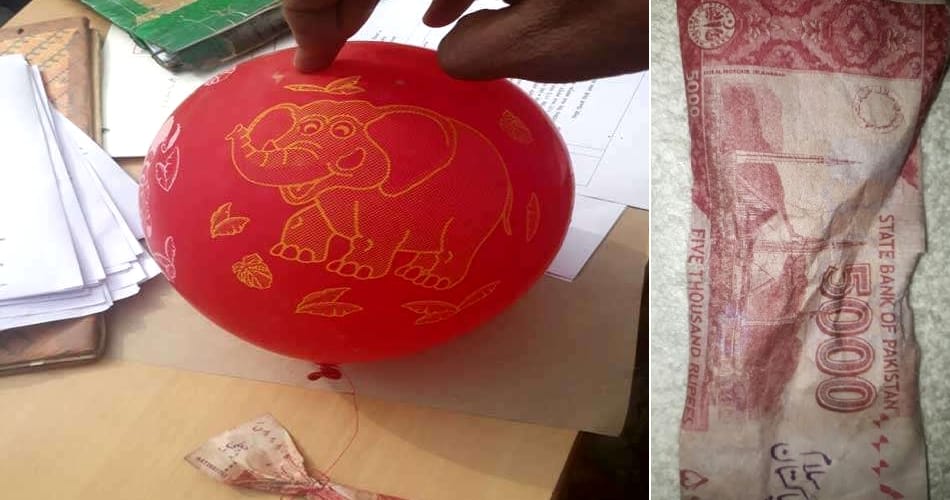 Pakistani balloon made a stir, was tied a 5000 notes