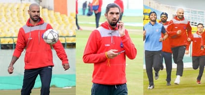 gautam gambhir ishant sharma and shikhar dhawan practice session for ranji tournament