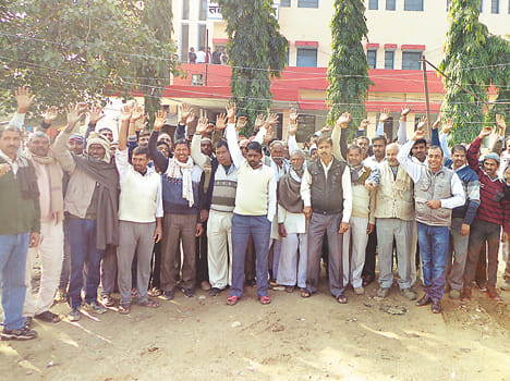 Villagers demonstrating against police action