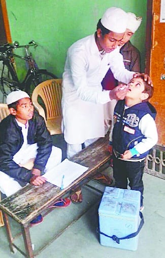 Children children polio drop to drink