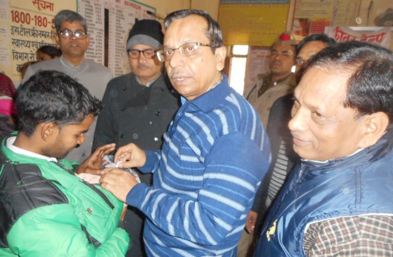 The children drink polio medicine