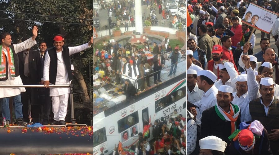 rahul and akhilesh on mega road show