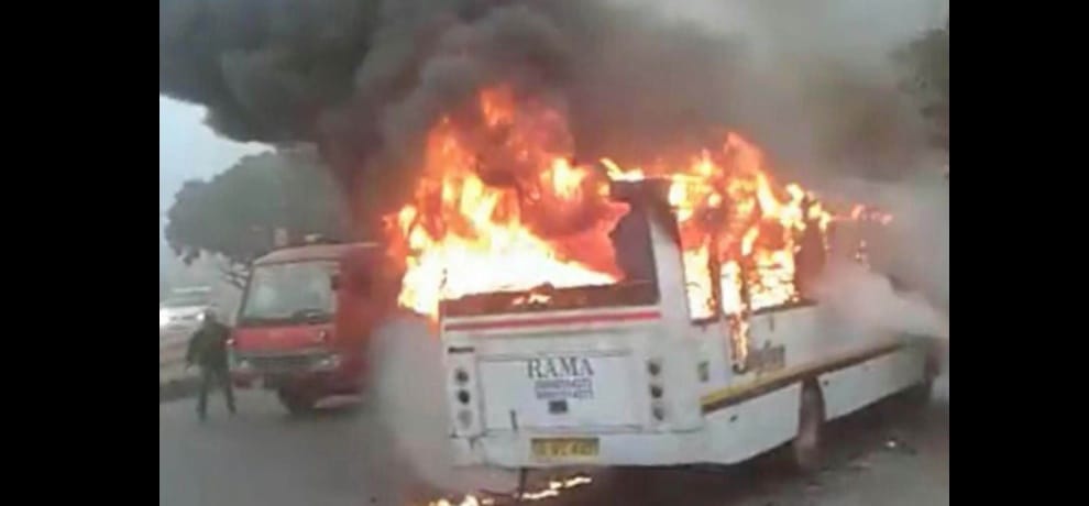 Yun burnt by flames just near the metro station