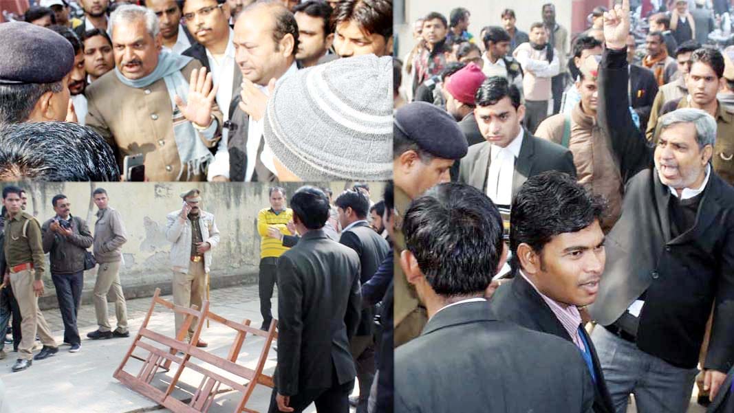 fighting between police and advocate