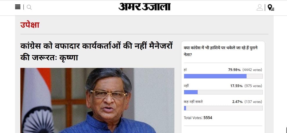 amar ujala poll: senior ministers are being side lined from congress party
