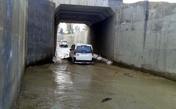 Water filled the railway underpass