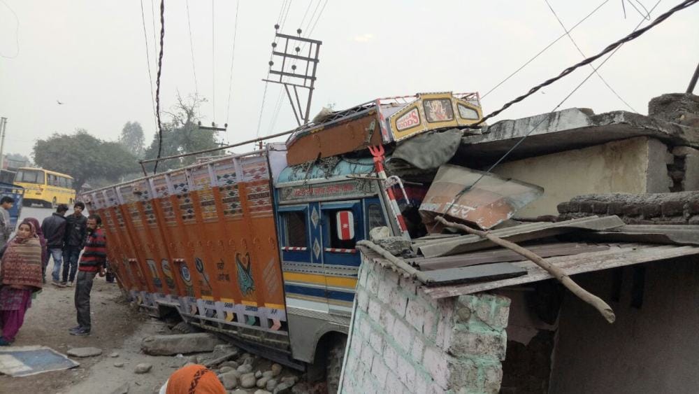 truck entered the house by breaking the wall