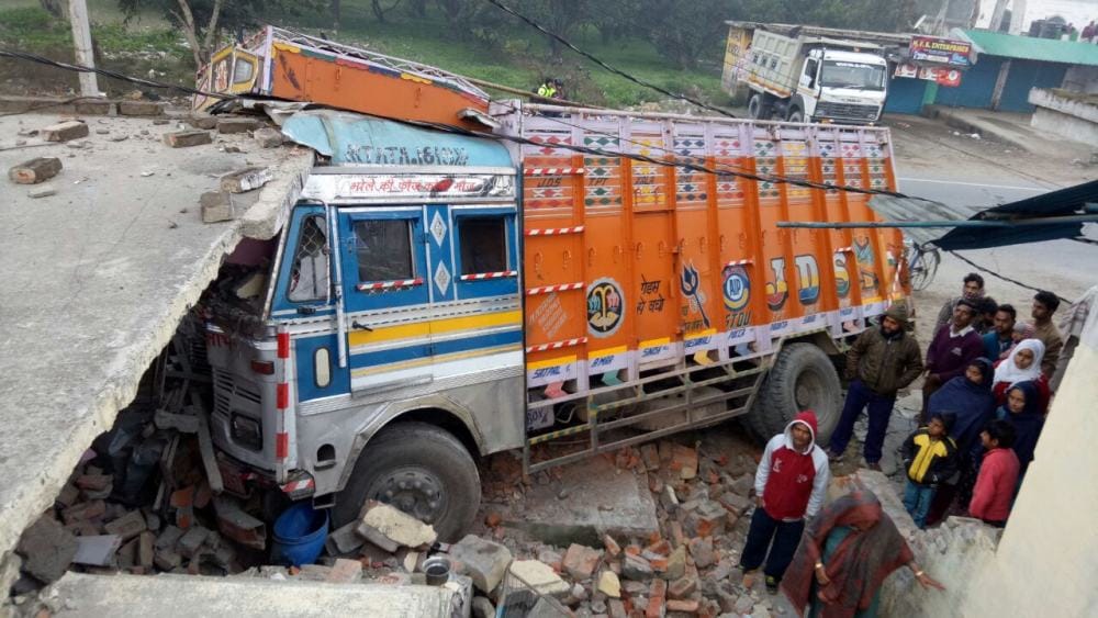 truck entered the house by breaking the wall