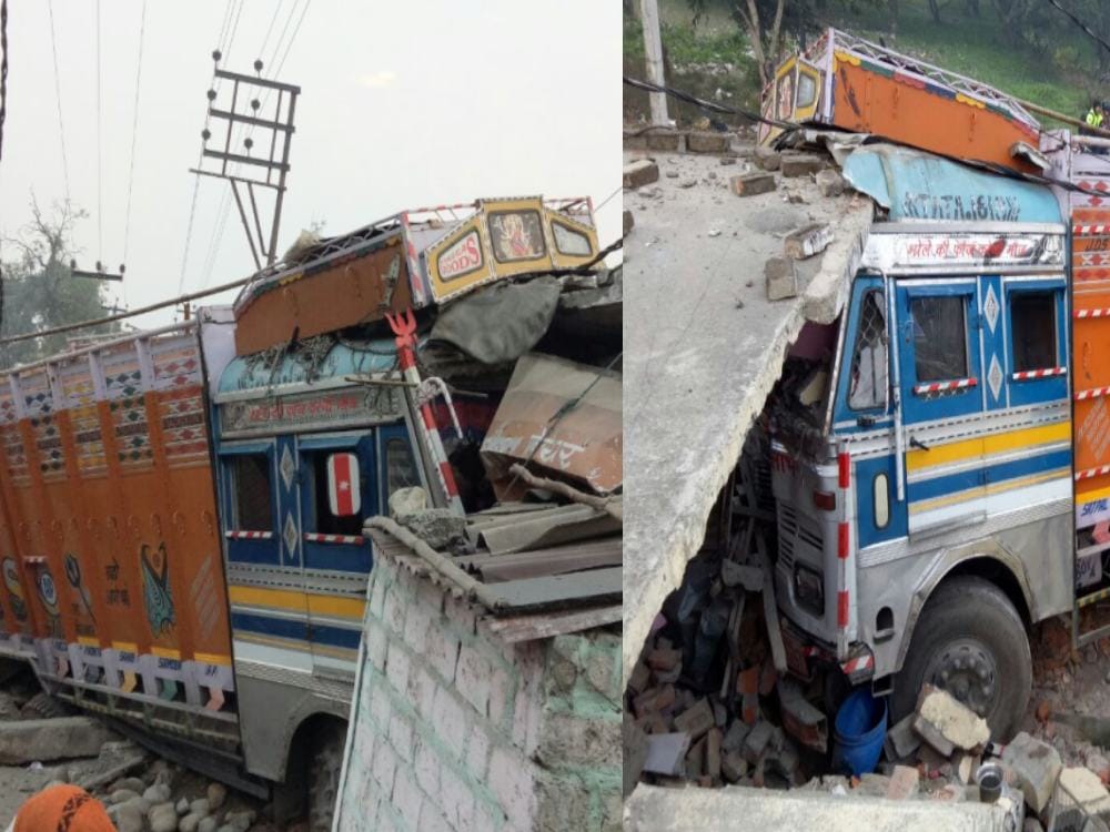 truck entered the house by breaking the wall