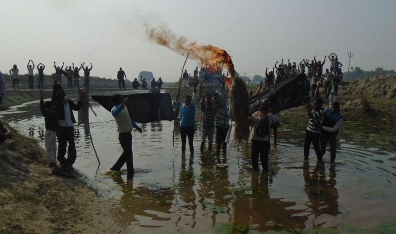 Angry villagers burned the effigy of MLA