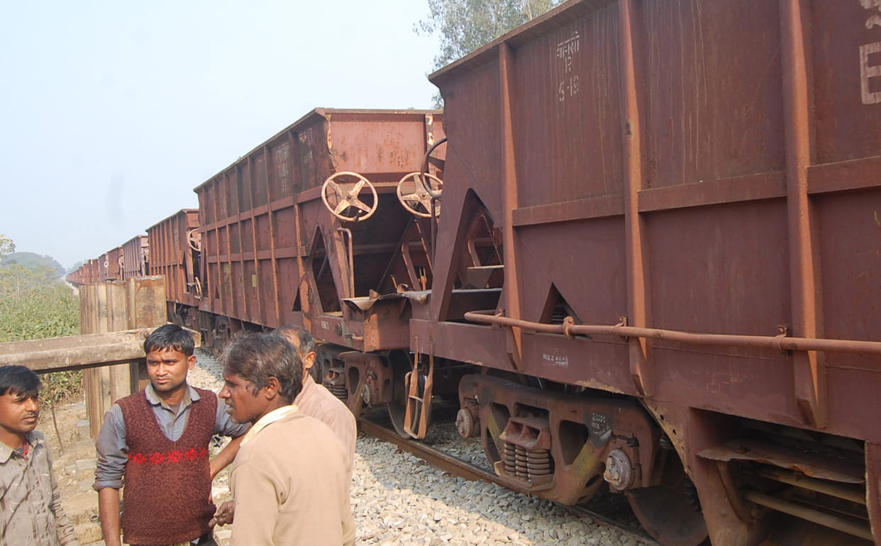 Derailed freight train carrying stone, one and a half hour off road