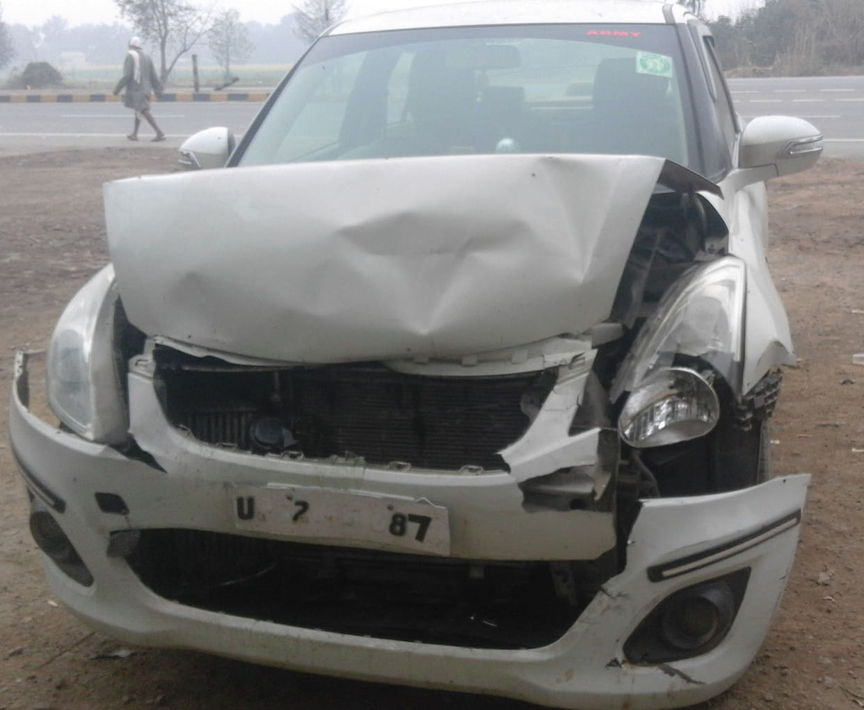 Three vehicles clashed vehicle to save school