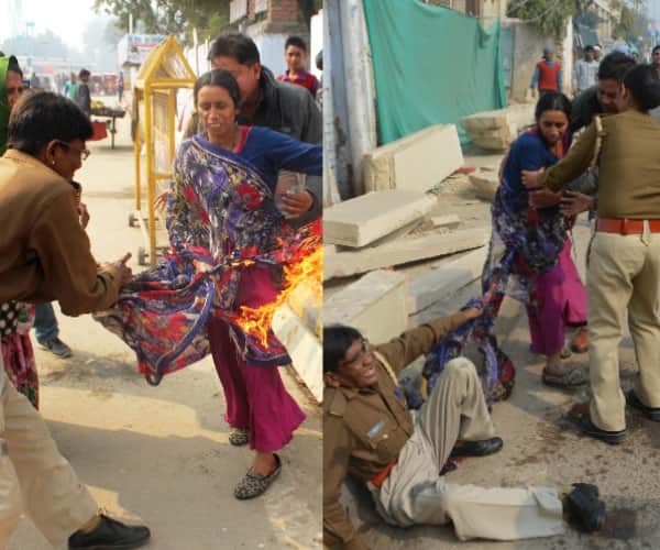 women tried to commit suicide infront of lucknow vidhan bhawan