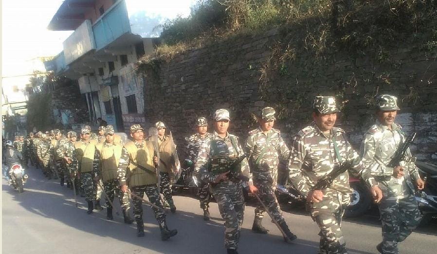 Assembly polls turned out flag marches in the city