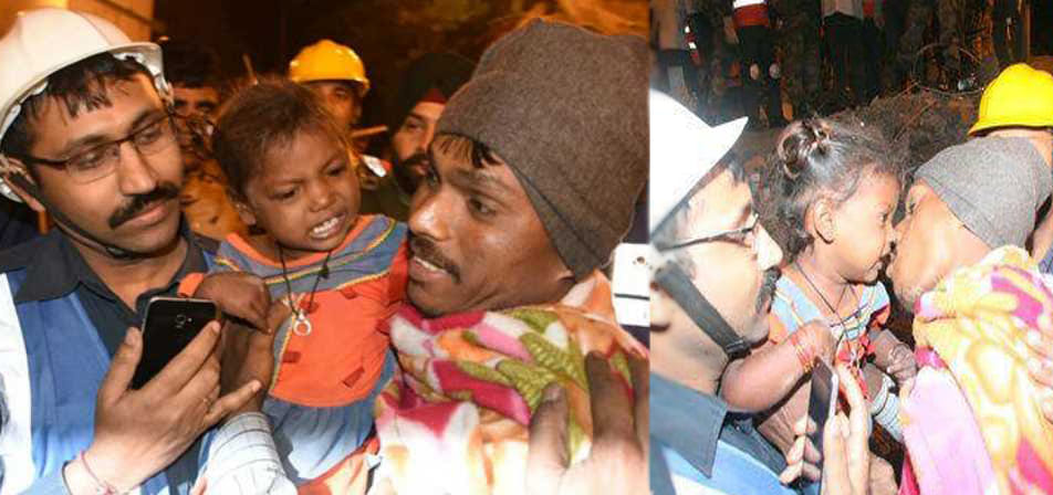 15 hours later, the baby came out alive from the rubble
