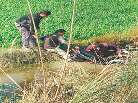 The bike hit the woman fell into water tap