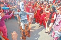 aanganbari, workers, protest, burnet pm dummy, kaithal