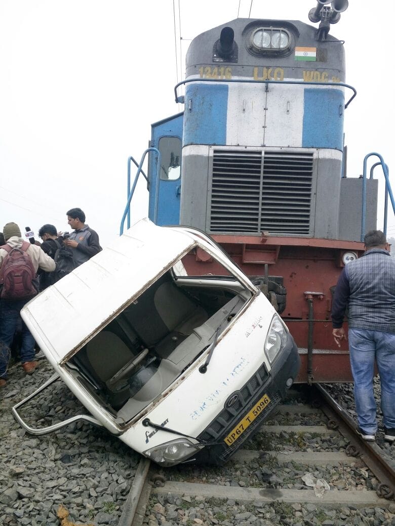 Mughalsarai: goods train and Magic van horrific collision