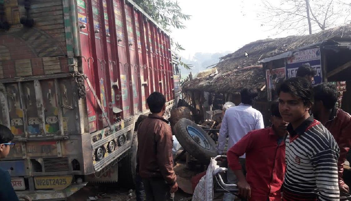 Hit by tanker truck rammed into shop