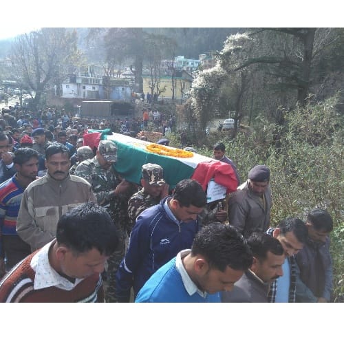 Cremation of Sashastra Seema Bal Sub Inspector Dhandev in Mandi himachal Pradesh