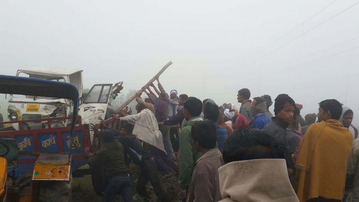 a motar hit into train at mughalsarai