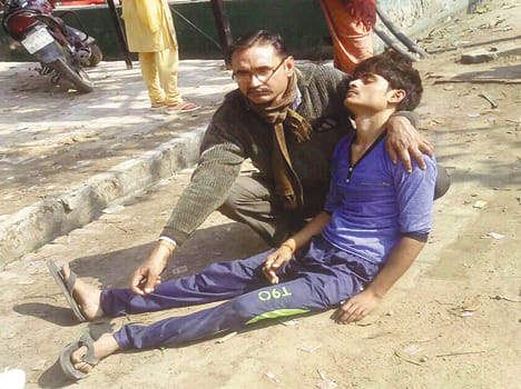 Angry young man scolding eaten poison, death