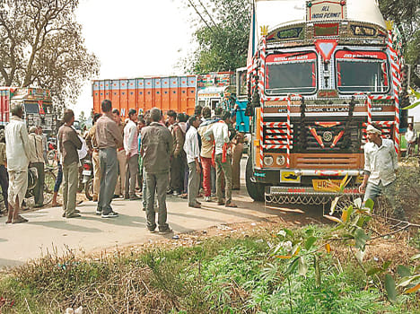 The truck entered the bike, 