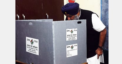 Manpreet badat is being first to cast his vote