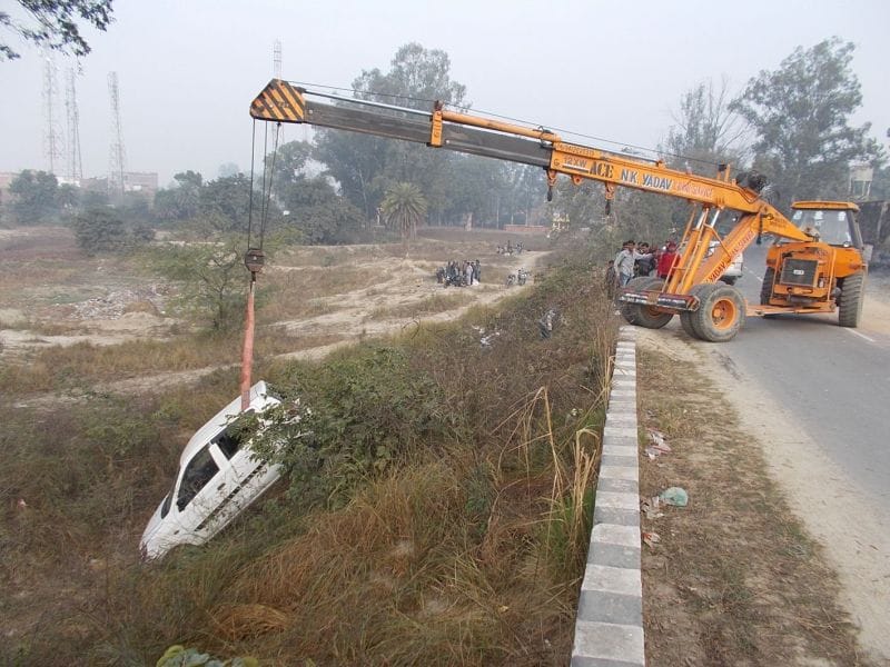Uncontrolled car fell 50 feet into a deep gorge