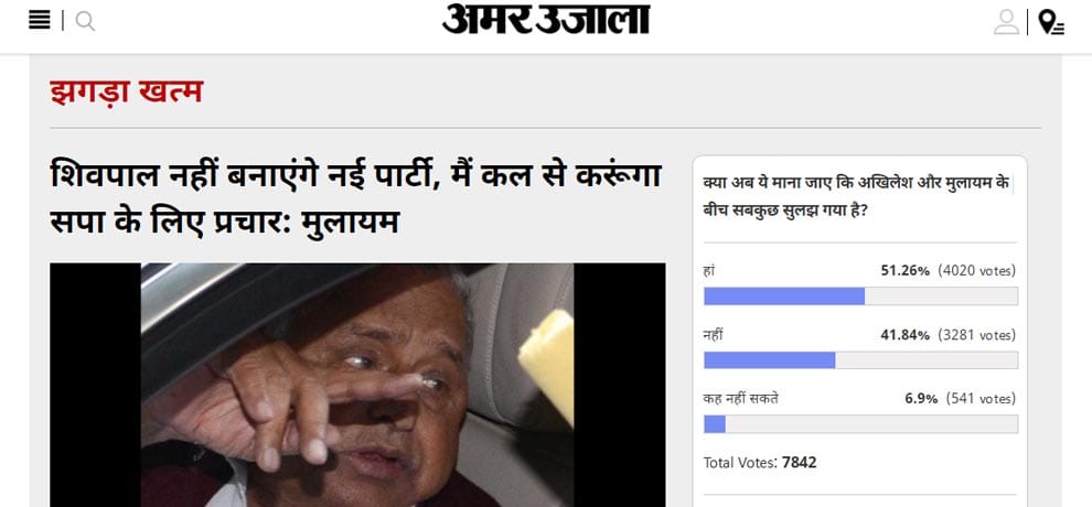 Amar ujala poll: everything is fine between akhilesh and mulayam now