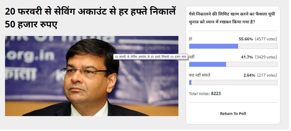 Amar Ujala Poll: cash withdrawals limits ends action taken because of up elections