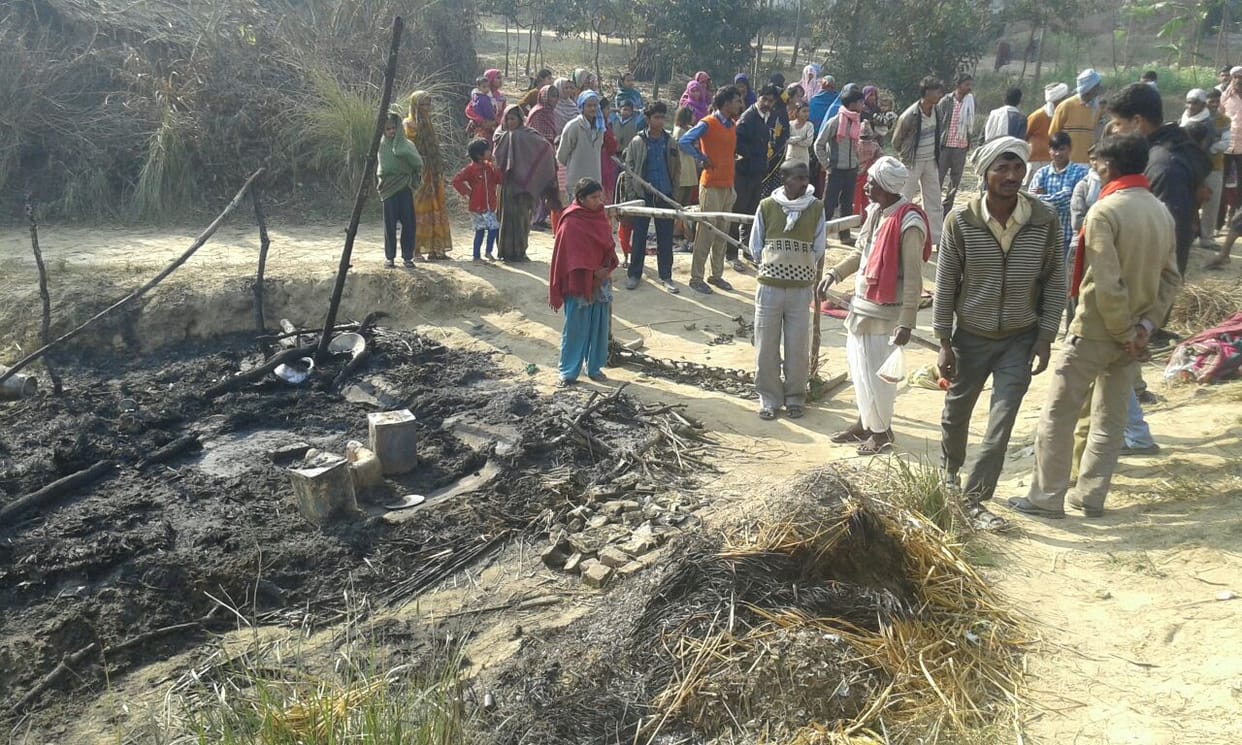  fire accident in sitapur, kid burnt alive