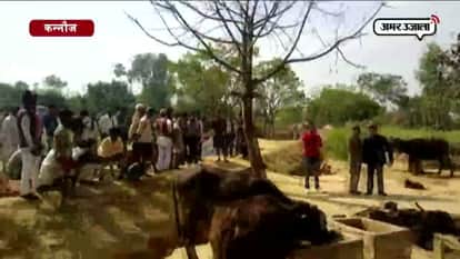 Fire captured goat house in Kannauj