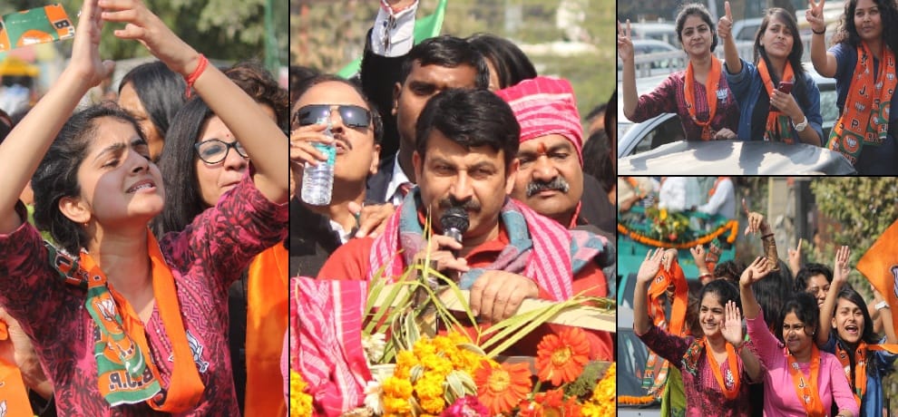 BJP's star campaigners see the road show drew a crowd of youngsters, Manoj Tiwari song sung