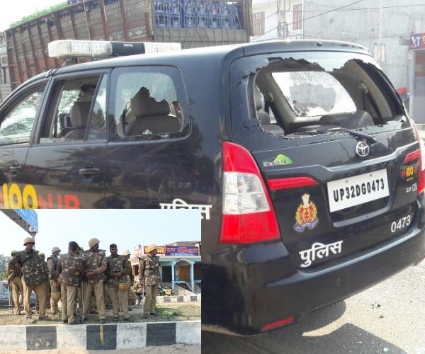 clash between public and police in lucknow para area