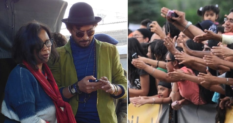 huge crowd at railway station for bollywood actor irrfan khan at rewari of haryana