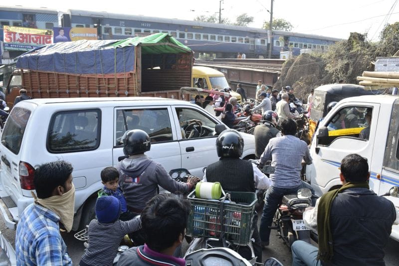 traffic jam in mathura on thursday