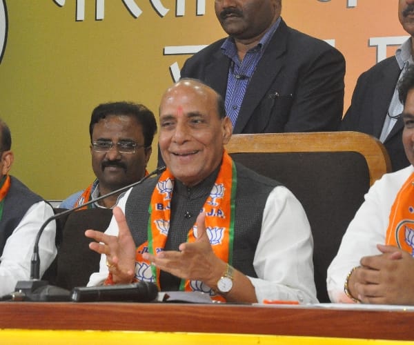 press conference of rajnath singh in bjp office
