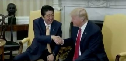 Donald Trump and Shinzo Abe awkward handshake got viral