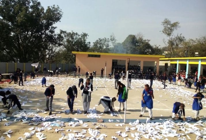 Moginand School Students Fly 7730 Areoplane against Drug Use.