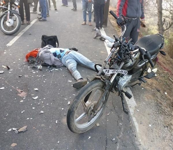 truck hits bike rider two brothers and sister on berwala road panchkula, all of three killed