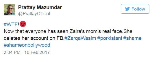 zaira wasim mother tweet goes viral